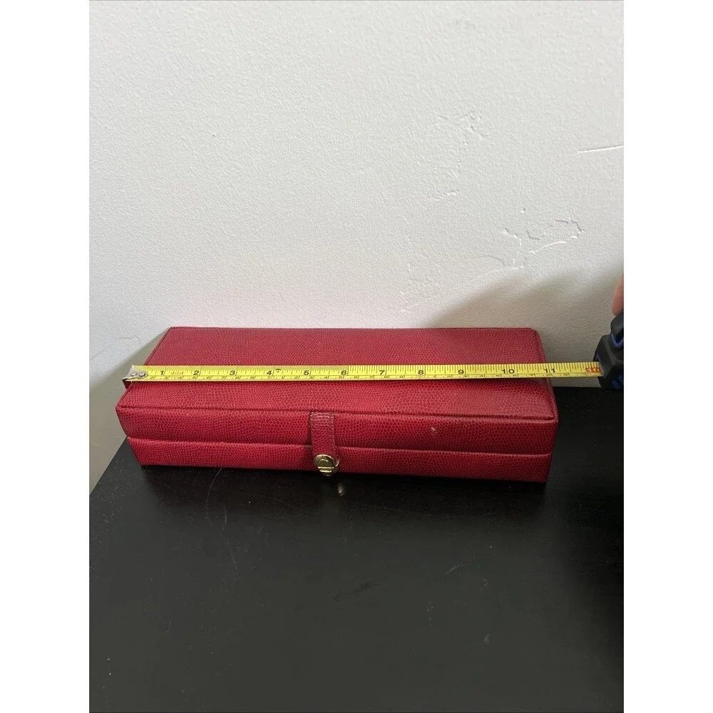 Vintage WOLF DESIGNS Red Lizard Leather Travel Jewelry Watch Case Organizer